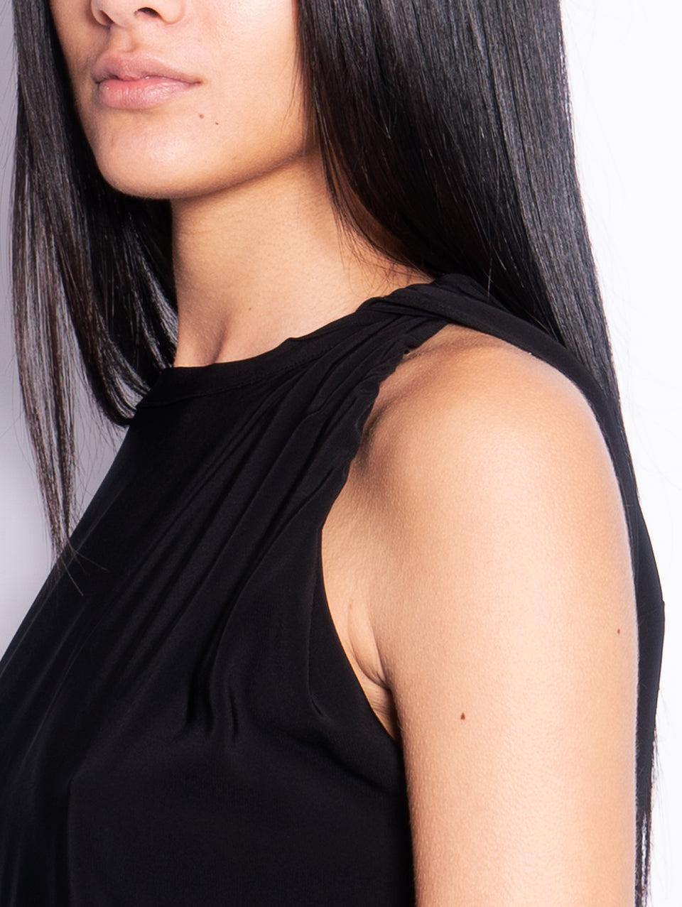 PINKO Blusa Girocollo con Lavorazione sulla Manica Nero Outlet