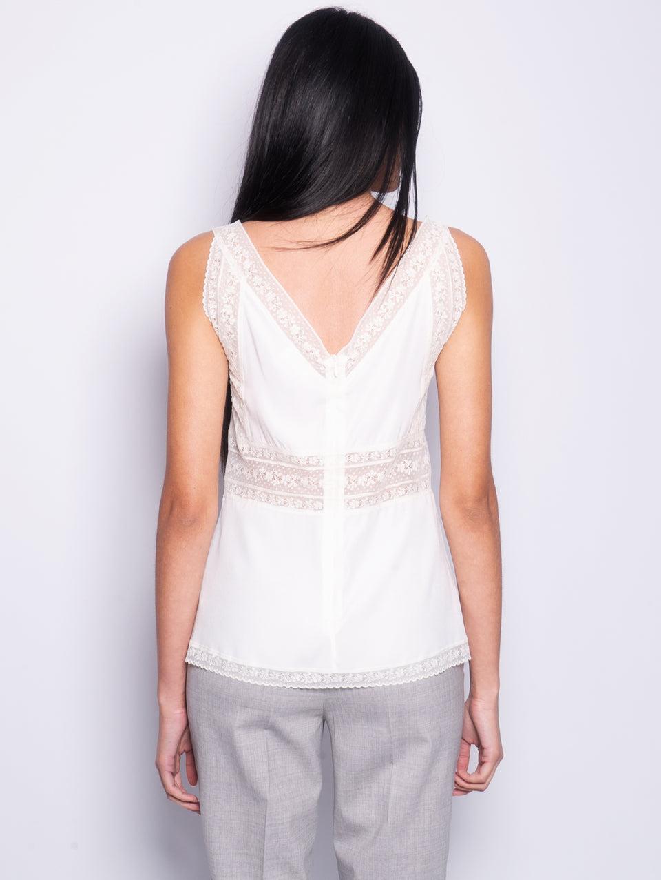 P.A.R.O.S.H. Blusa in Seta e Pizzo Panna Saldi
