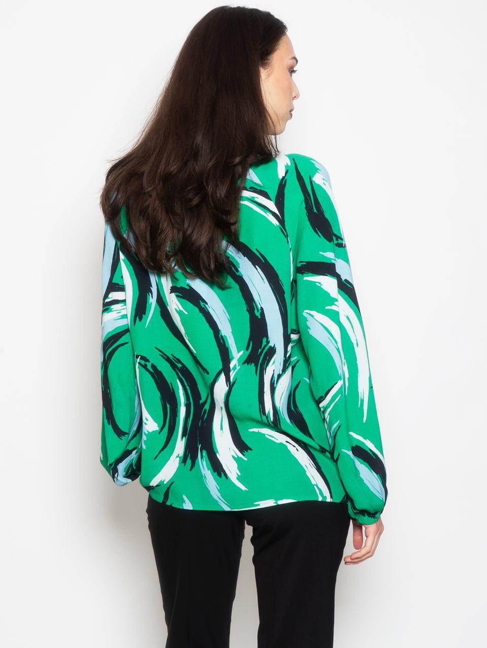 ESSENTIEL ANTWERP Blusa Stampata con Maniche a Palloncino Verde Hotsell