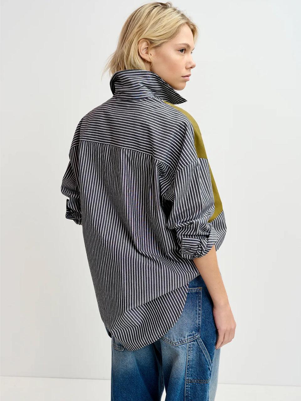 ESSENTIEL ANTWERP Camicia Over a Righe Patchwork Nero I Più Venduti