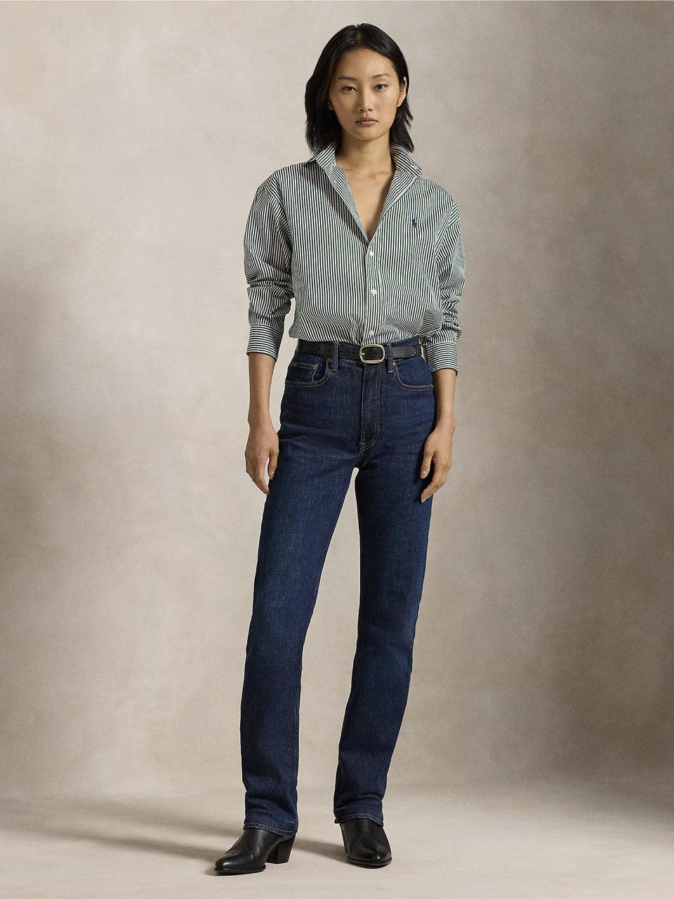RALPH LAUREN Camicia a Righe Verde/Bianco Negozio