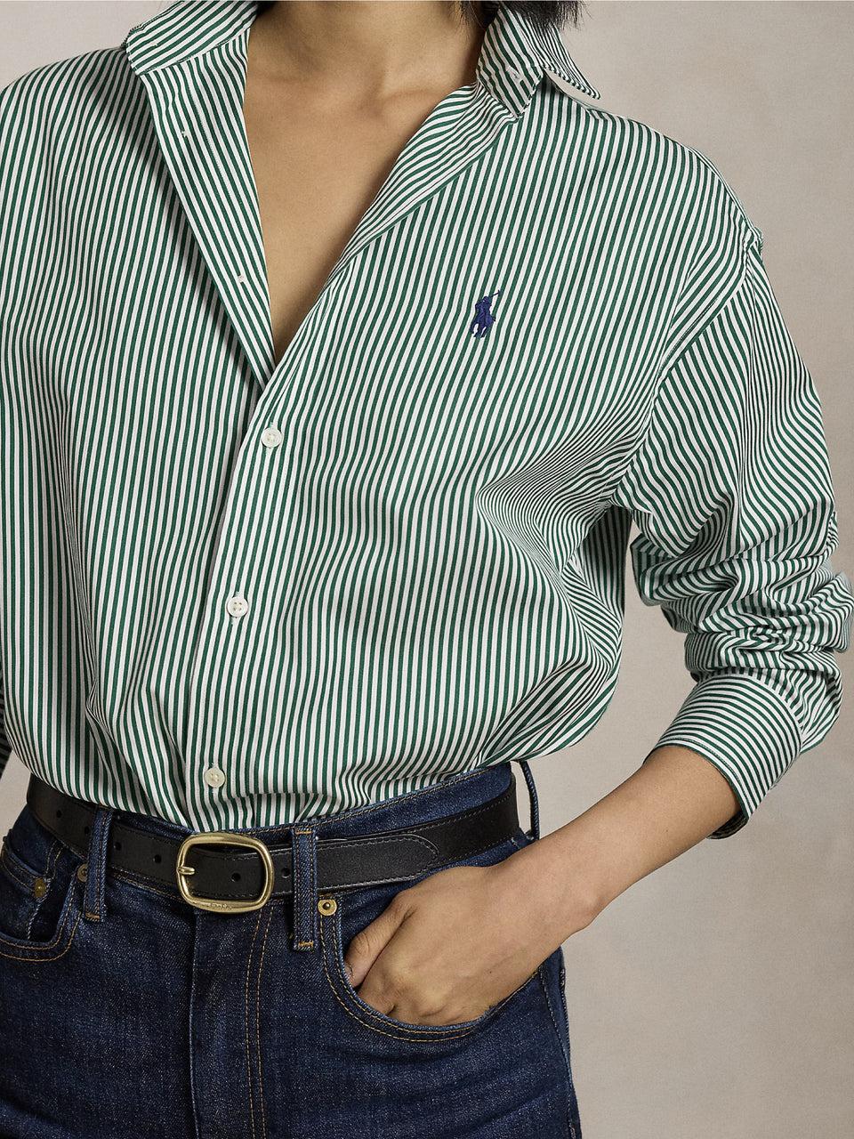 RALPH LAUREN Camicia a Righe Verde/Bianco Negozio