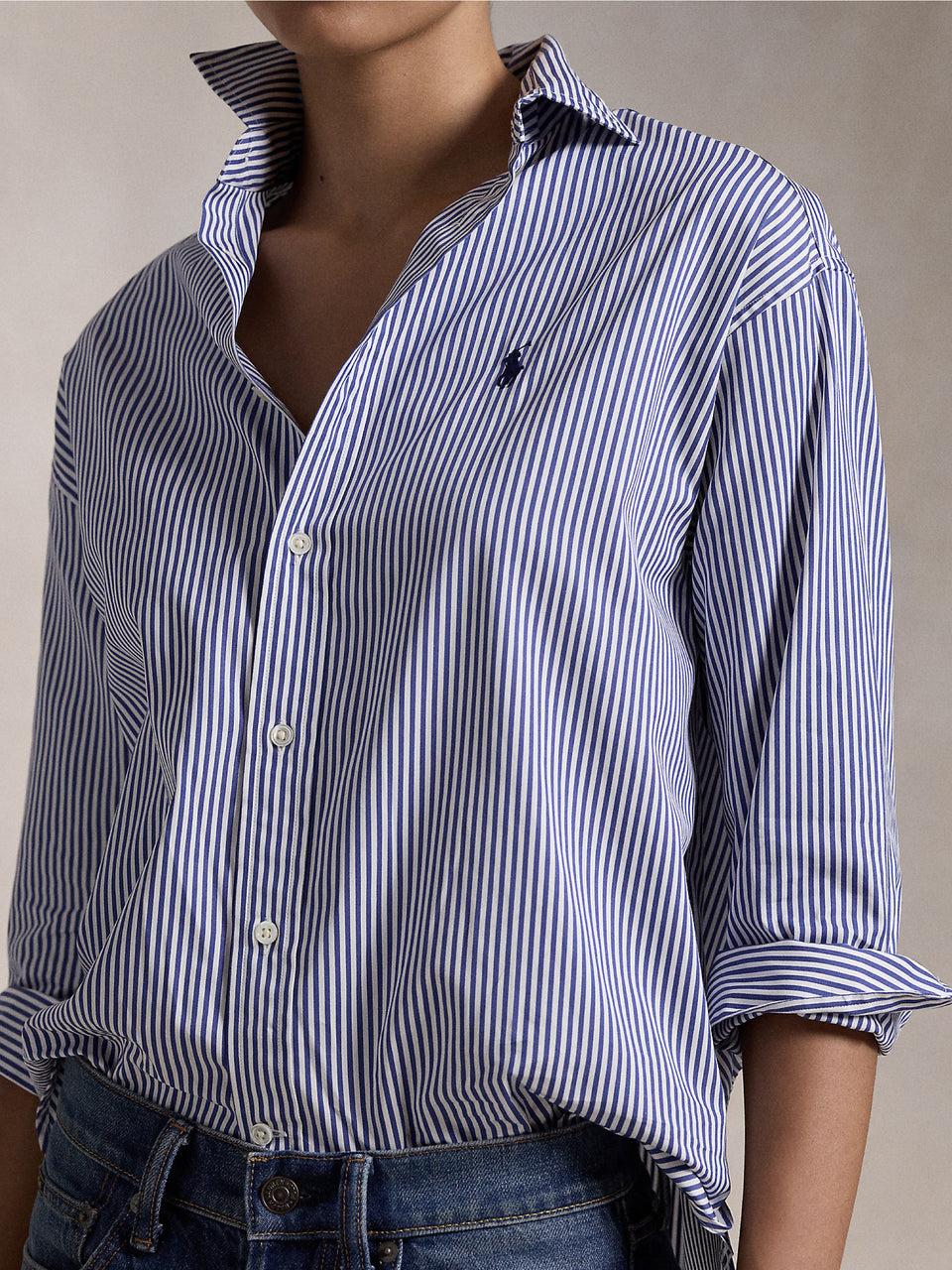 RALPH LAUREN Camicia a Righe Blu/Bianco In Saldo