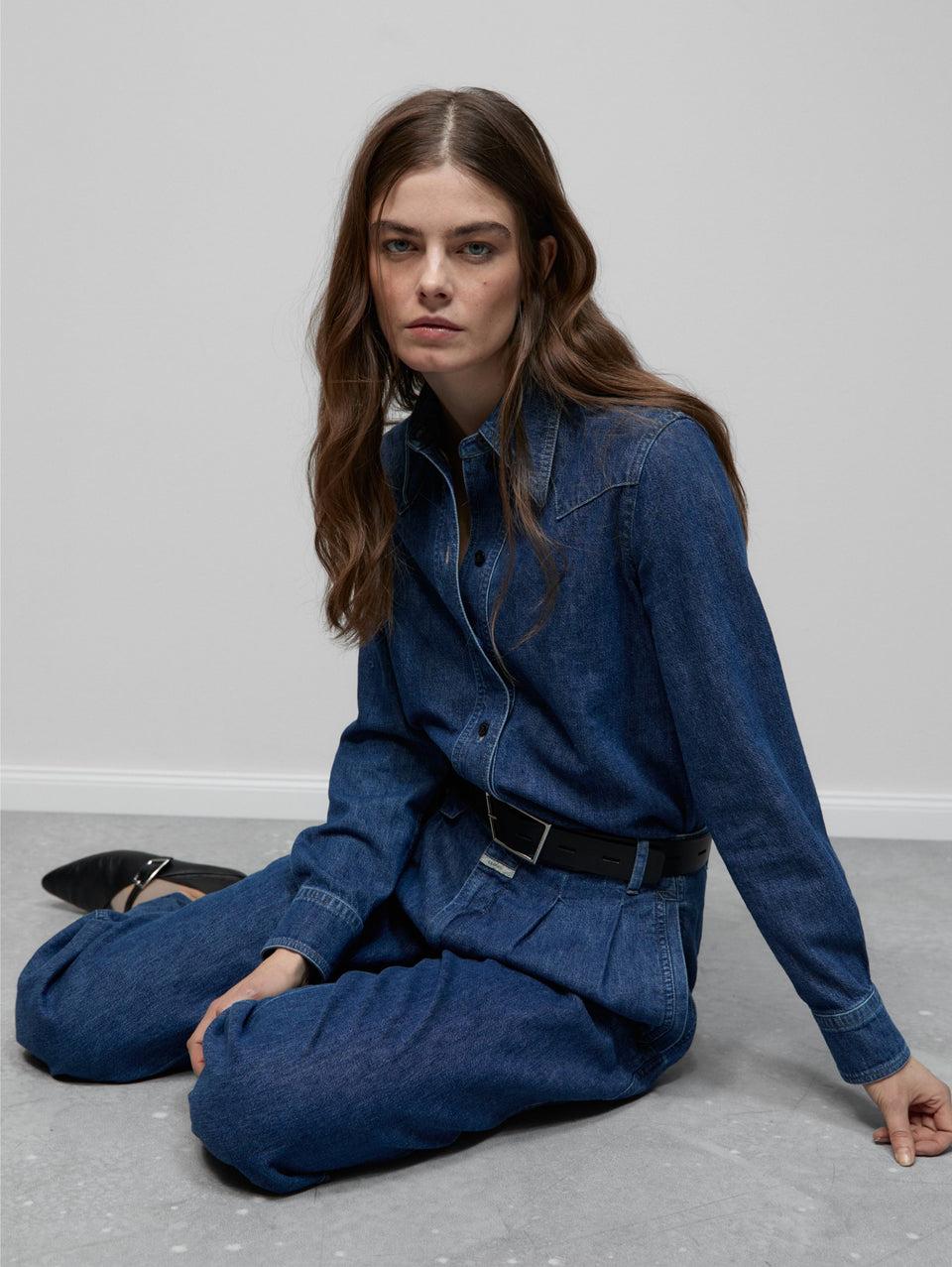 CLOSED Camicia Western in Denim Blu Moda
