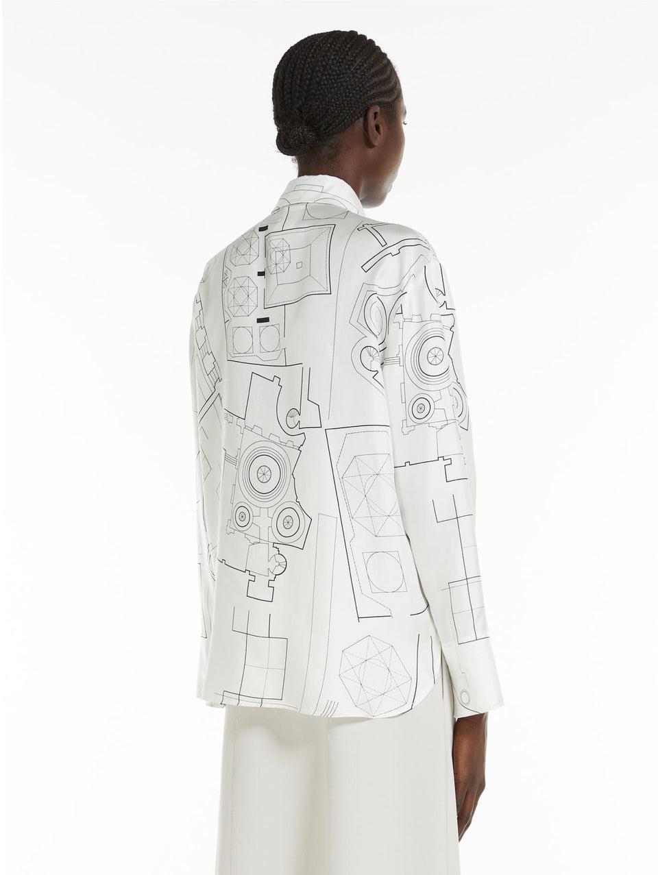 MAX MARA LEISURE Camicia in Seta Stampata Bianco Spedizione gratuita