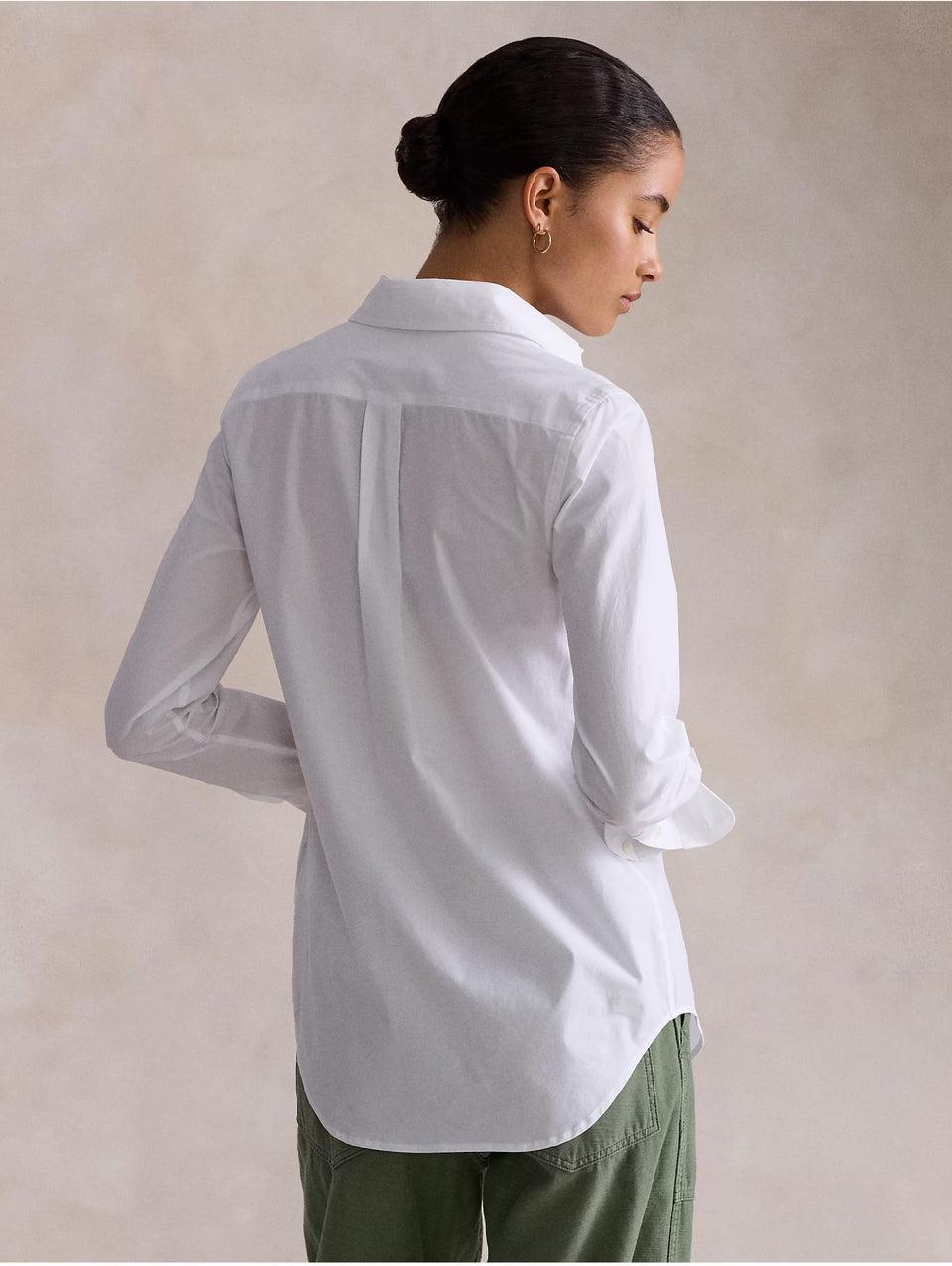 RALPH LAUREN Camicia Slim Fit in Popeline di Cotone Bianco Prezzo di fabbrica