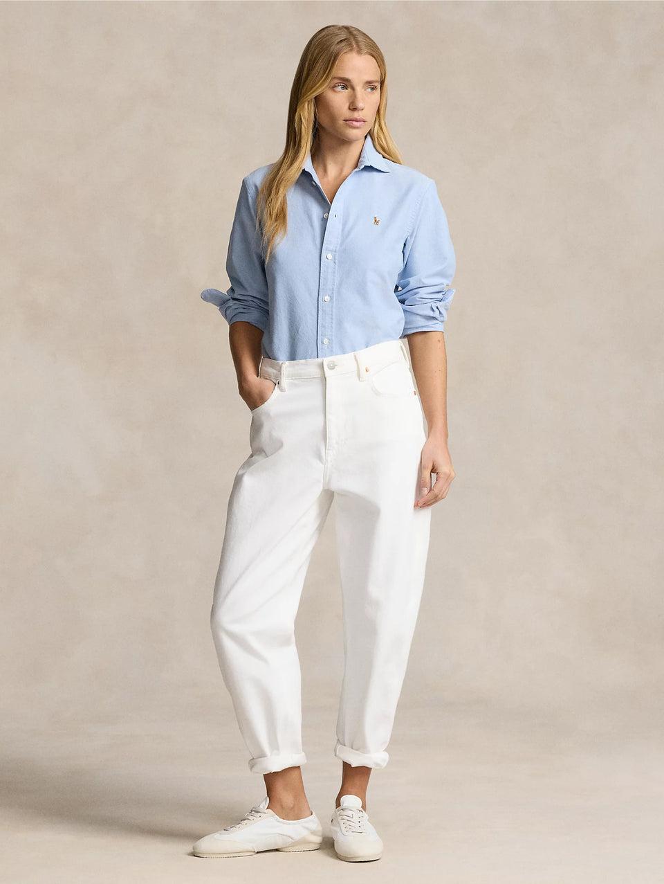 RALPH LAUREN Camicia Slim Fit in Oxford Blu Flash Sale
