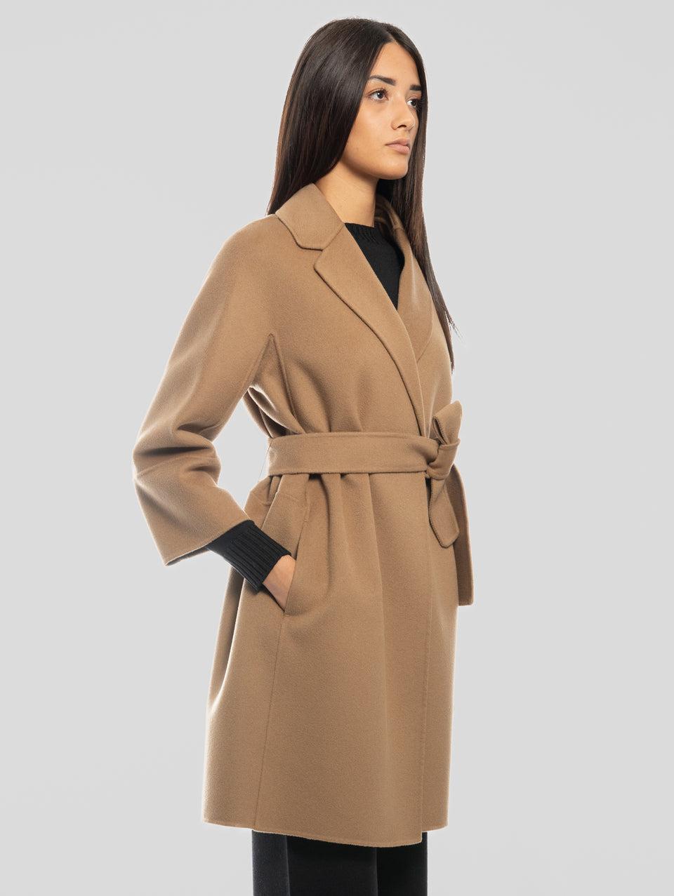 MAX MARA Cappotto Cucito a Mano in Doppio di Lana Arona Cammello Offerta Pasqua