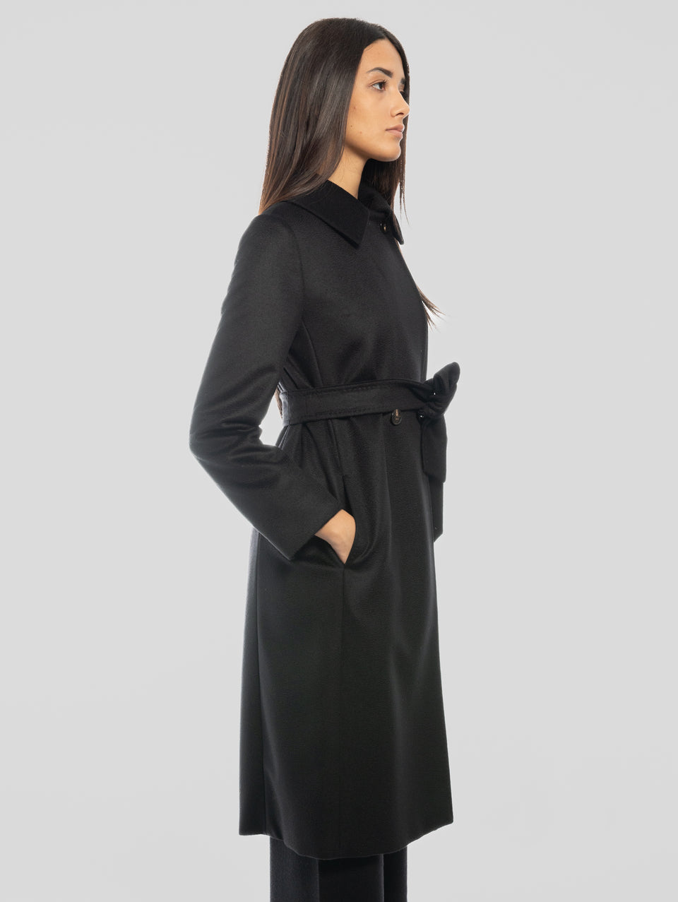 MAX MARA Cappotto Doppiopetto in Drap di Lana BCollag Nero Smaltimento dello stoccaggio