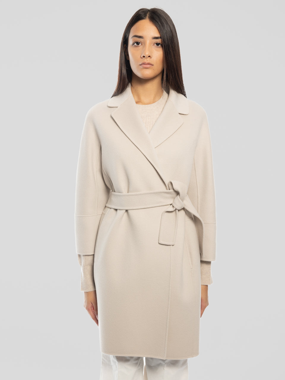 MAX MARA Cappotto Cucito a Mano in Doppio di Lana Arona Ecrù Offerta migliore