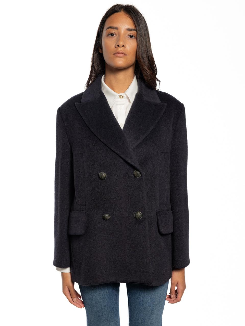 BRERAS MILANO Caban in Beaver di Lana e Alpaca Blu Latest fashion