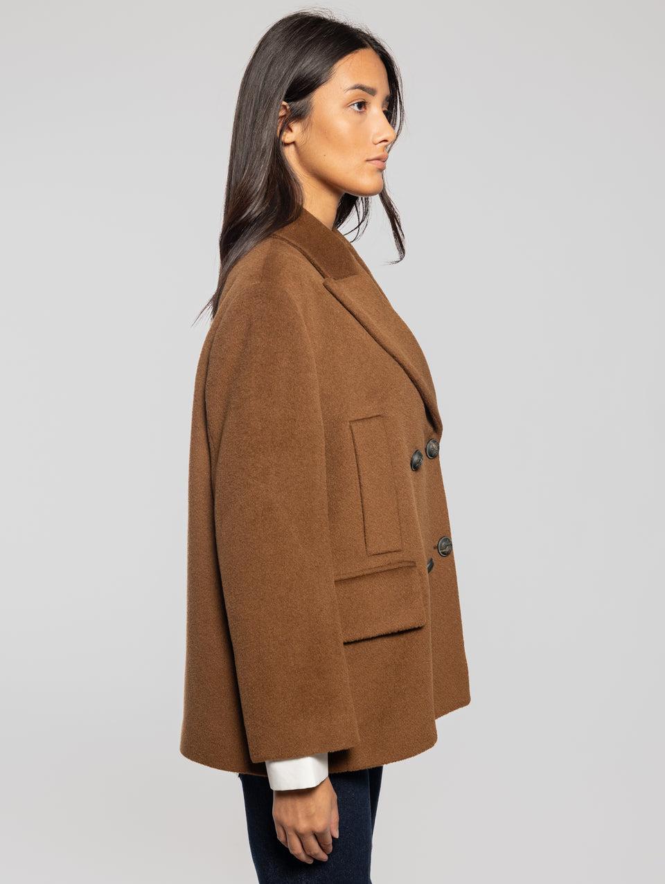 BRERAS MILANO Caban in Beaver di Lana e Alpaca Marrone Online Outlet