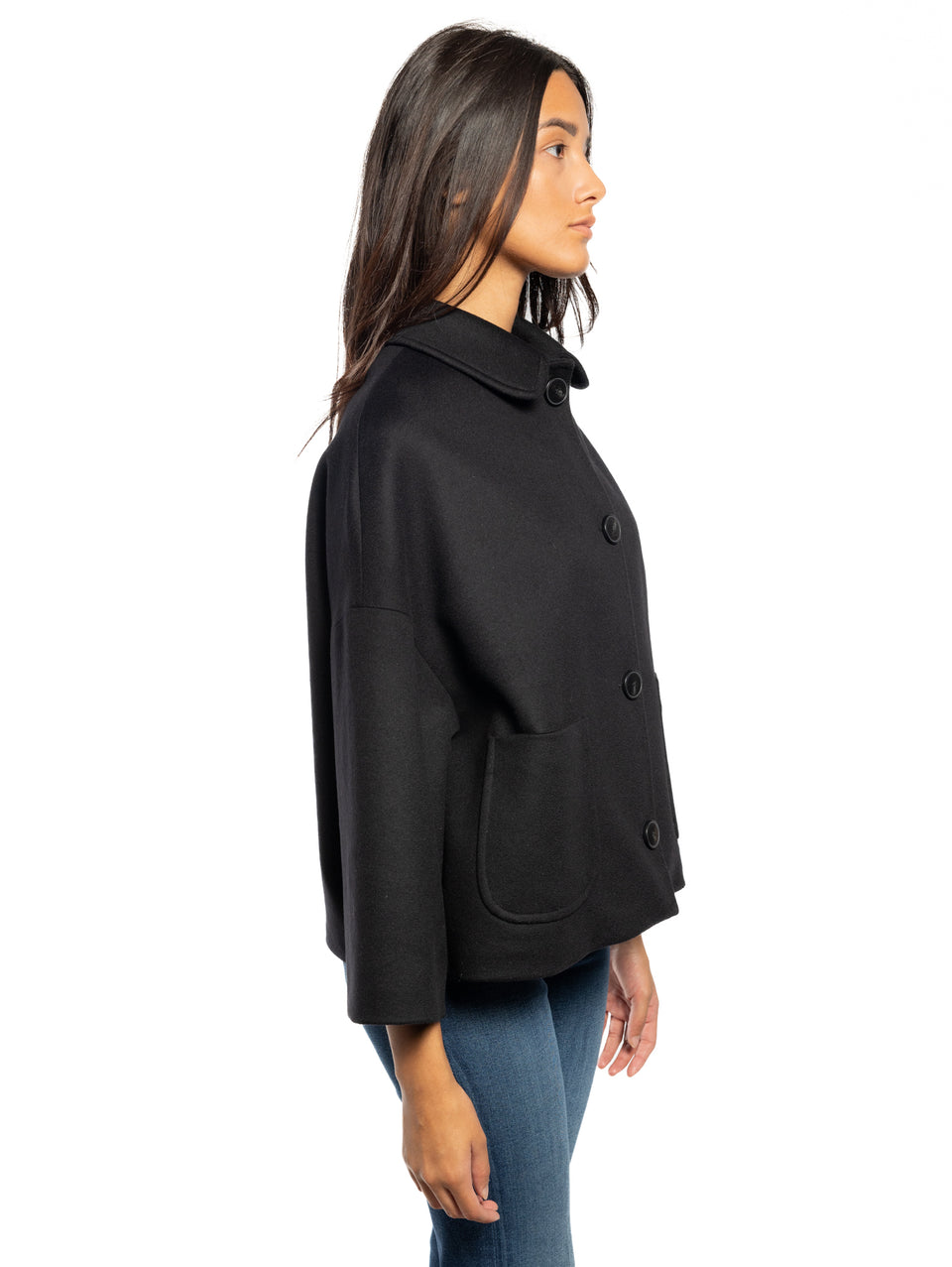 BRERAS MILANO Caban con Collo a Camicia Nero Offerta temporanea