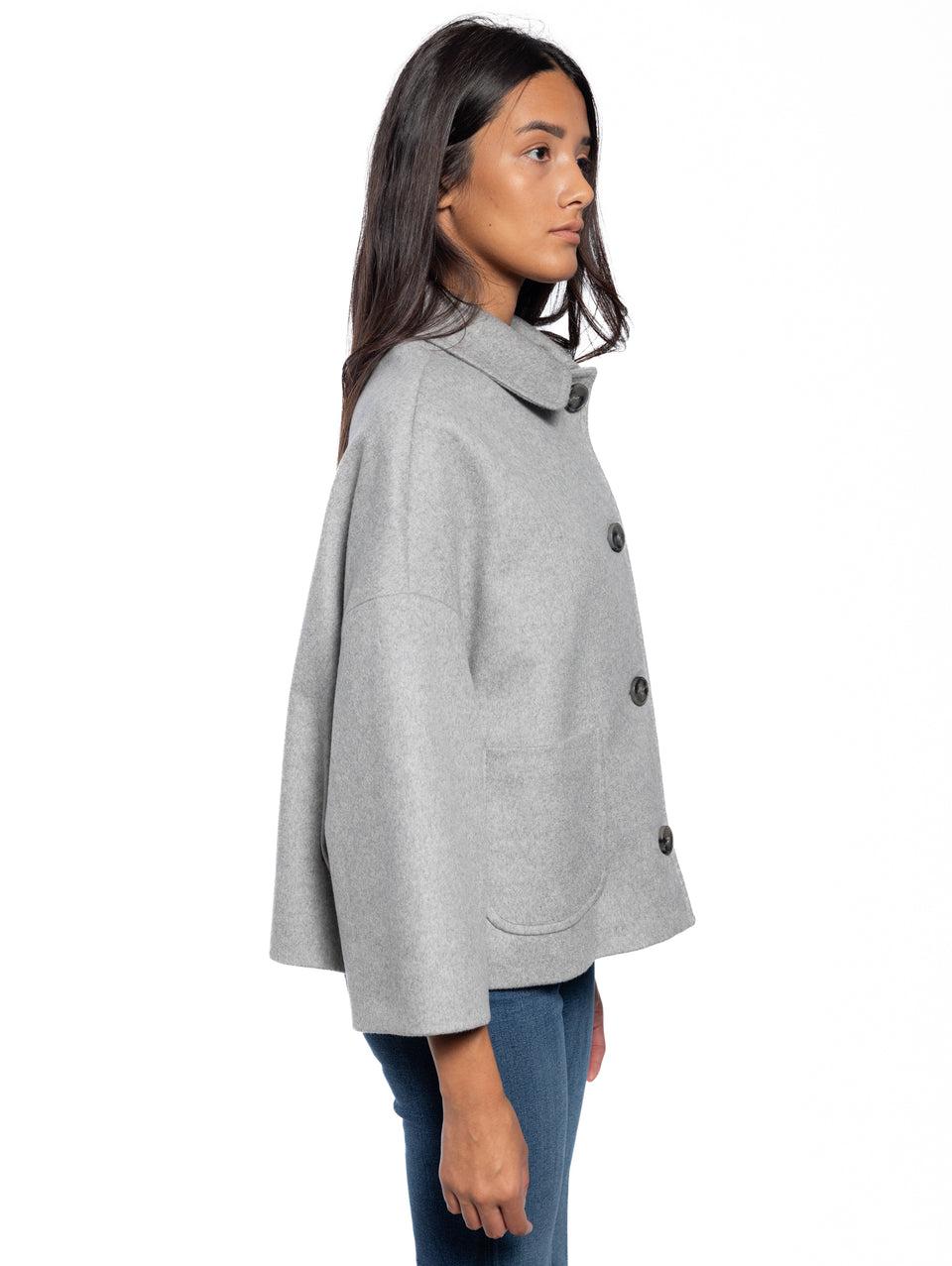 BRERAS MILANO Caban con Collo a Camicia Grigio Offerte esclusive