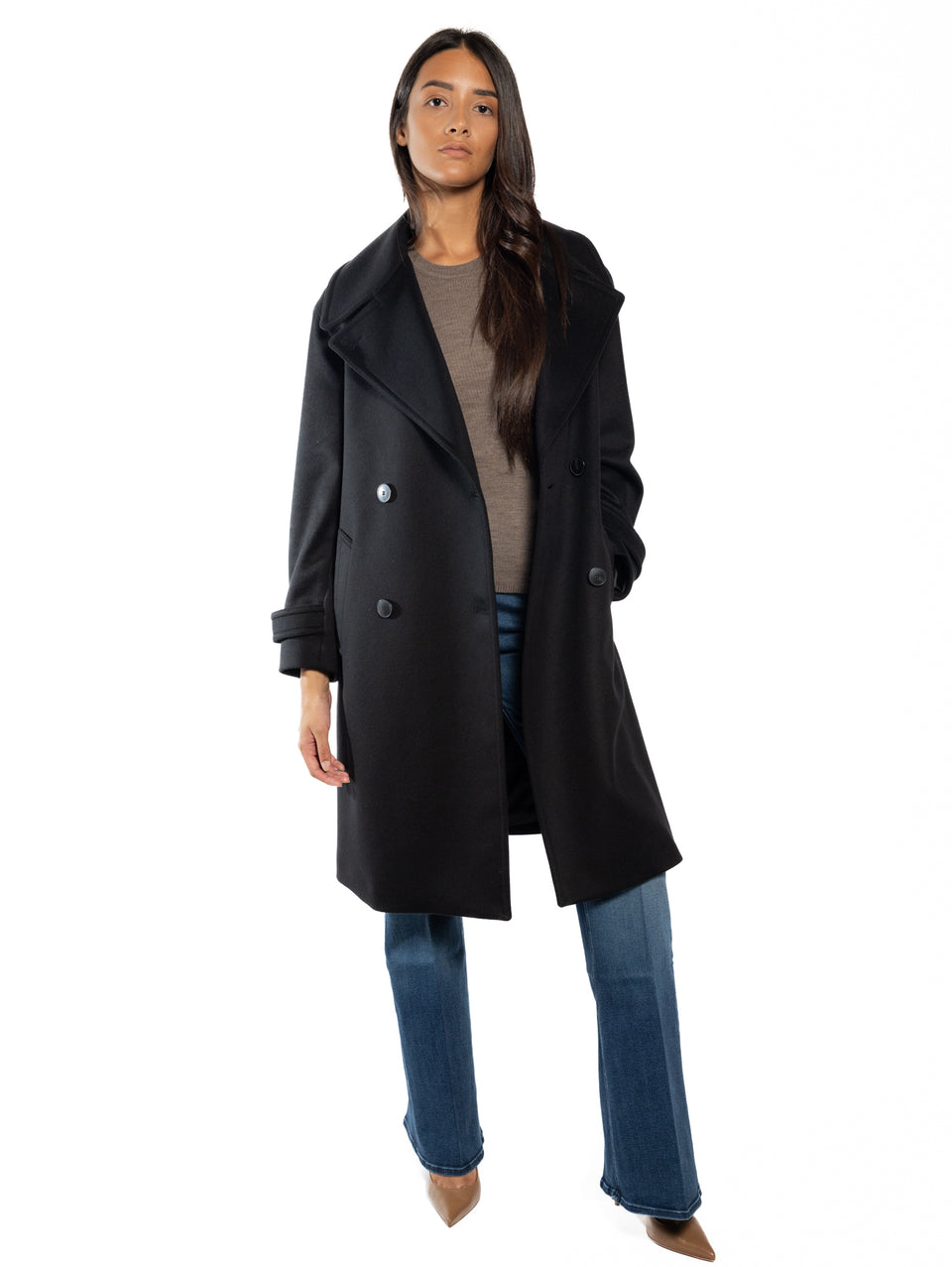 BRERAS MILANO Cappotto Lungo Doppio Petto Nero Lightning offer