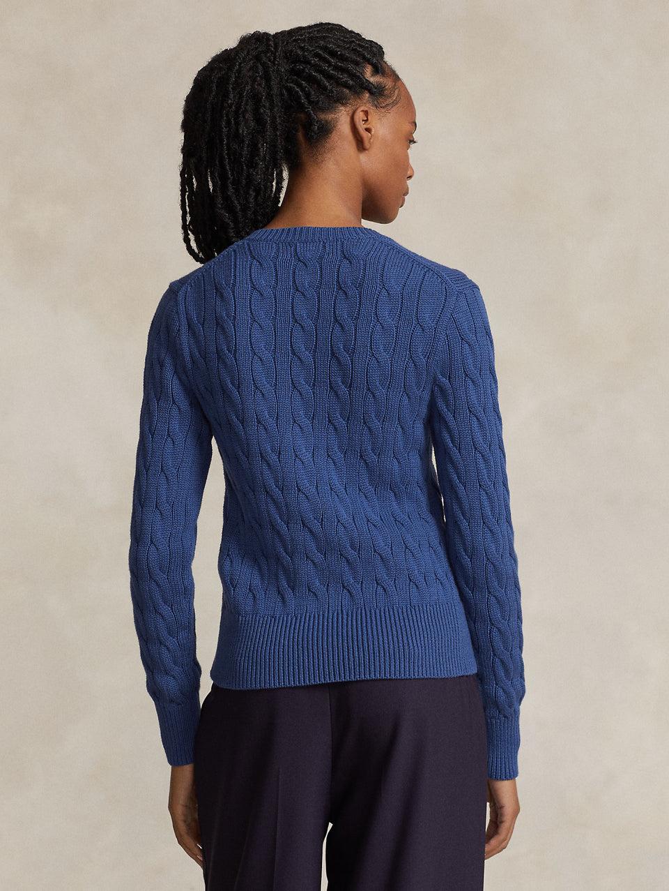 RALPH LAUREN Cardigan a Trecce Blu Medio Ritorno libero
