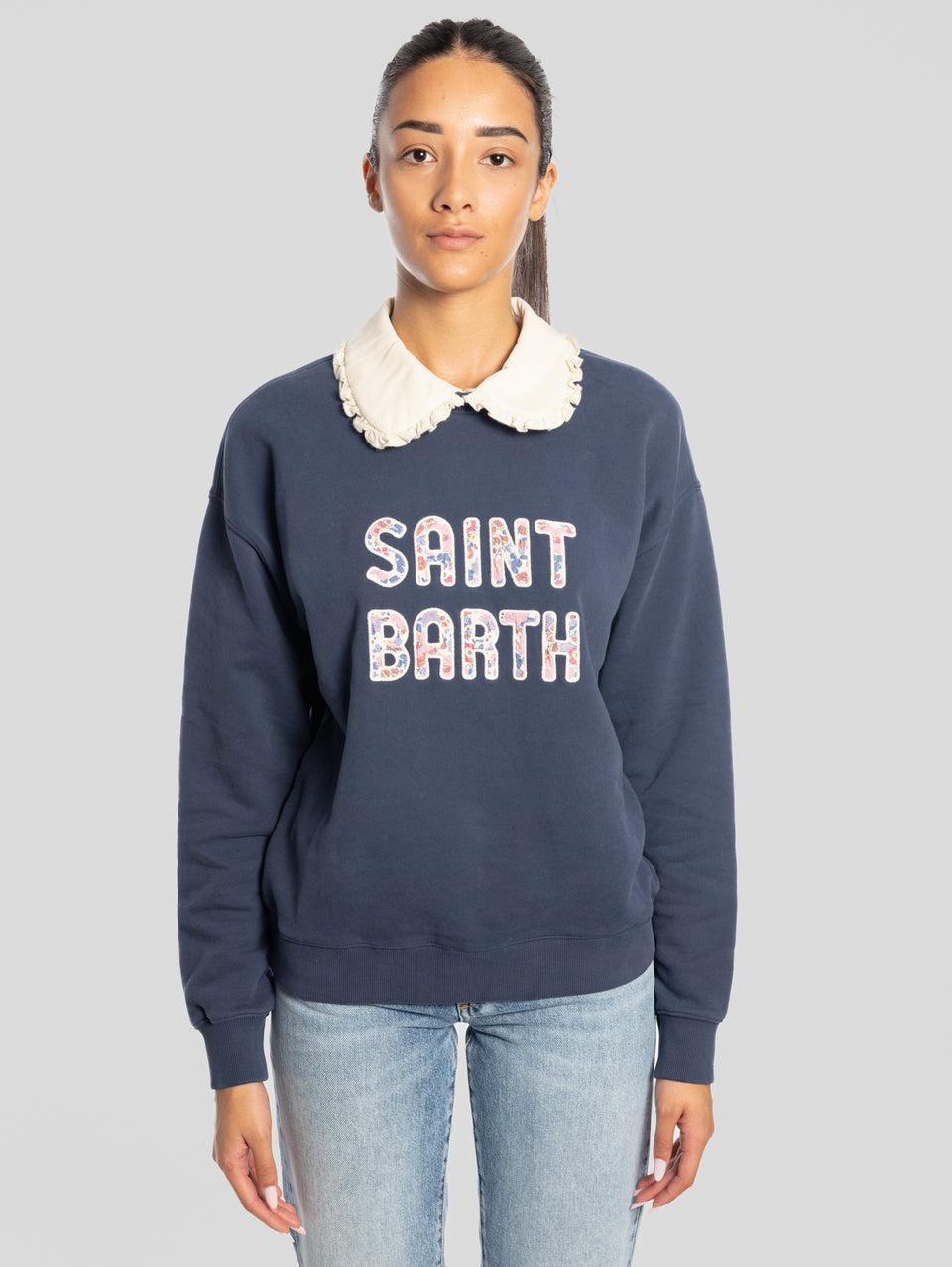 MC2 SAINT BARTH Felpa Misty con Colletto Bebè in Velluto Blu