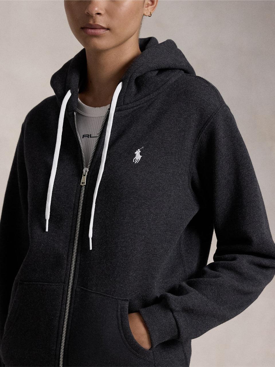 RALPH LAUREN Felpa con Cappuccio Full Zip Nero Trasporto libero internazionale