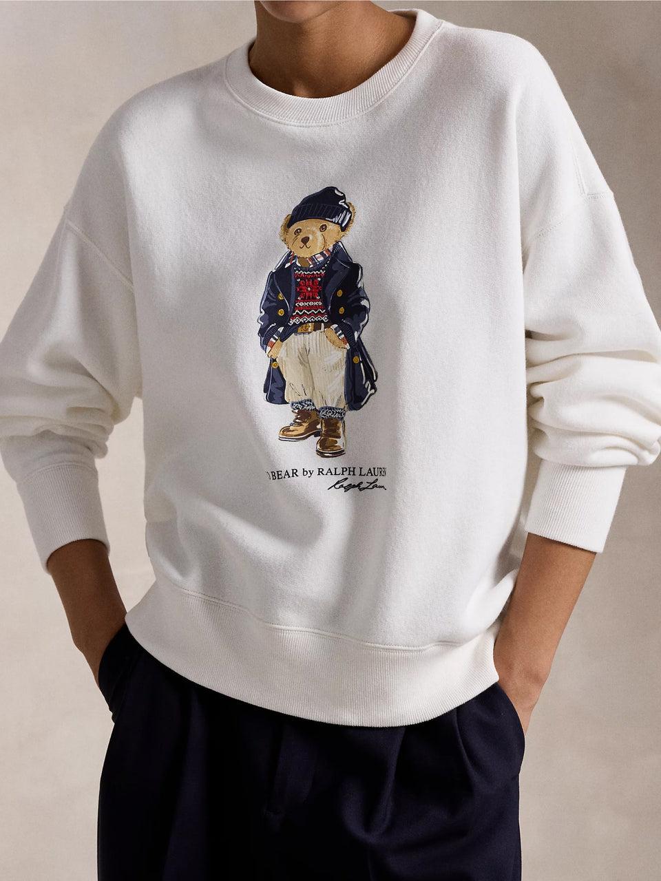 RALPH LAUREN Felpa Girocollo con Stampa Polo Bear Bianco Officina