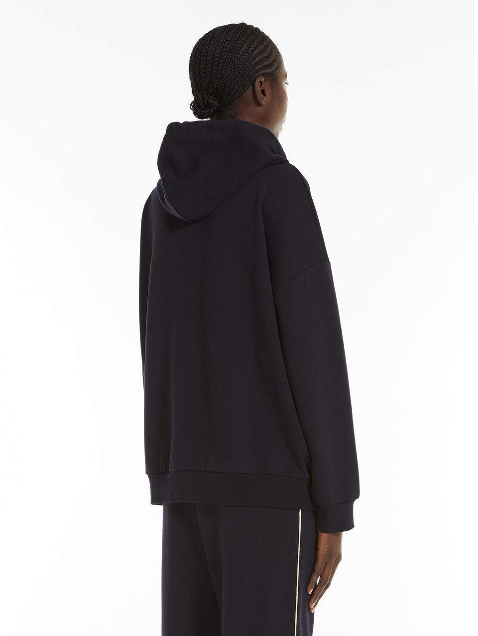 MAX MARA LEISURE Felpa con Cappuccio e Logo in Rilievo Blu Black Friday Prezzi