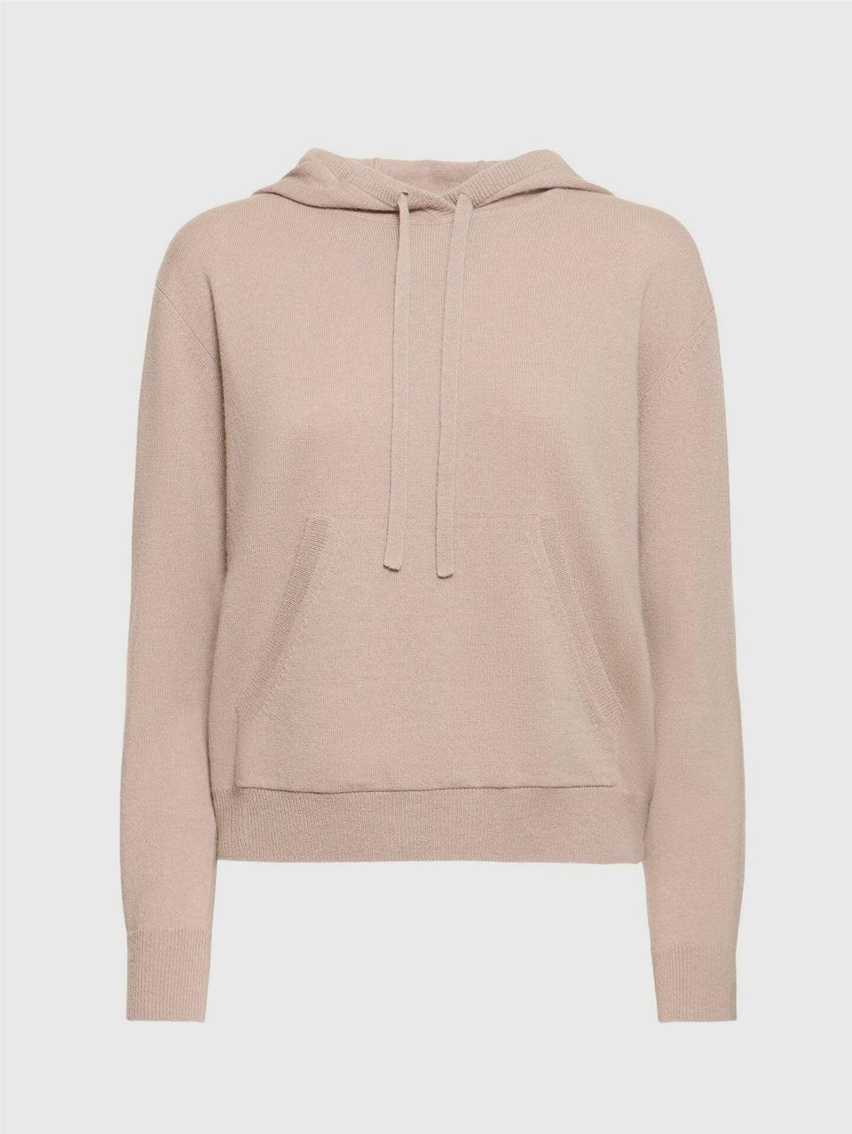MAX MARA LEISURE Felpa con Cappuccio in Lana e Cachemire Tortora In vendita
