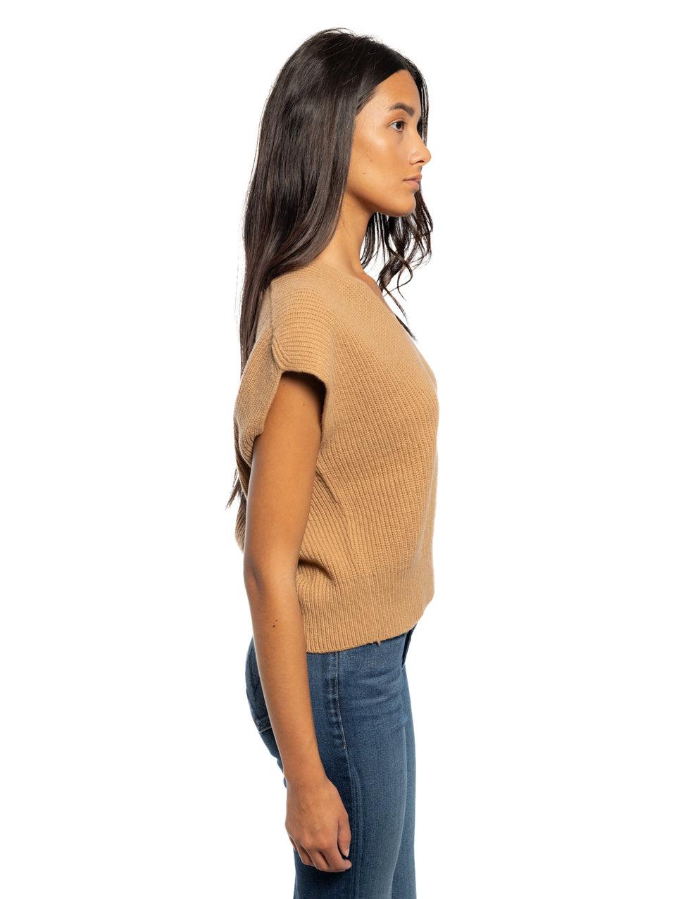 KANGRA Gilet in Lana a Coste Cammello Fino Al -60%