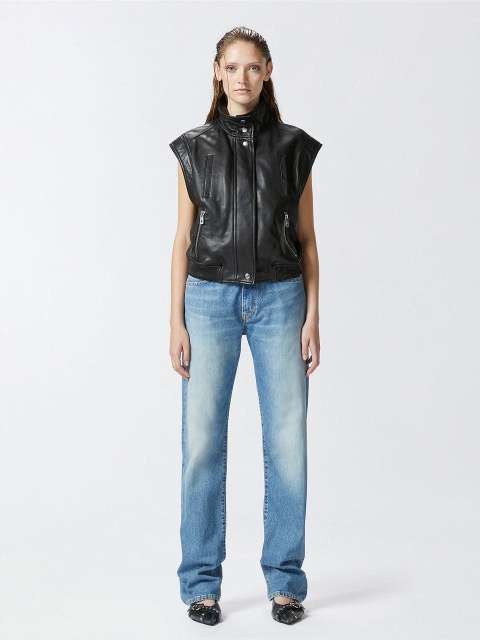 PINKO Giacca Smanicata in Pelle Nero Shopping Online