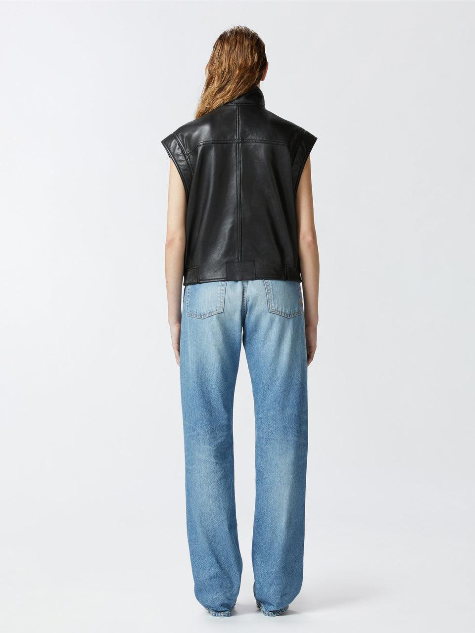 PINKO Giacca Smanicata in Pelle Nero Shopping Online
