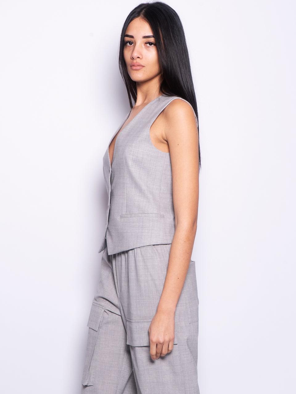 P.A.R.O.S.H. Gilet con Scollo a V Grigio Mélange Chiaro Prezzo Ridotto