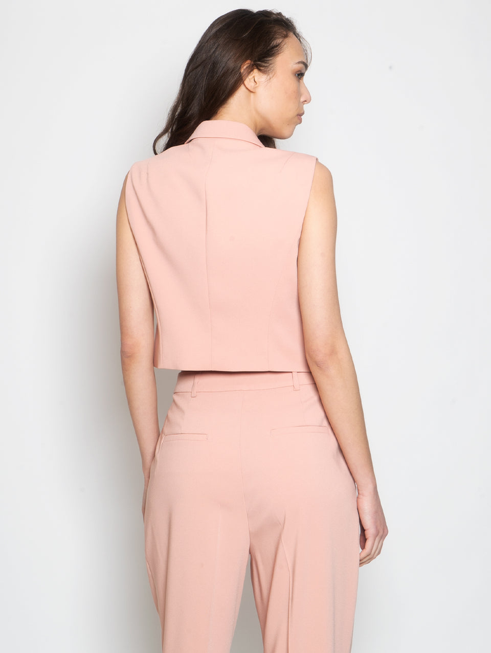 PINKO Gilet Doppiopetto in Crepe Rosa Novità