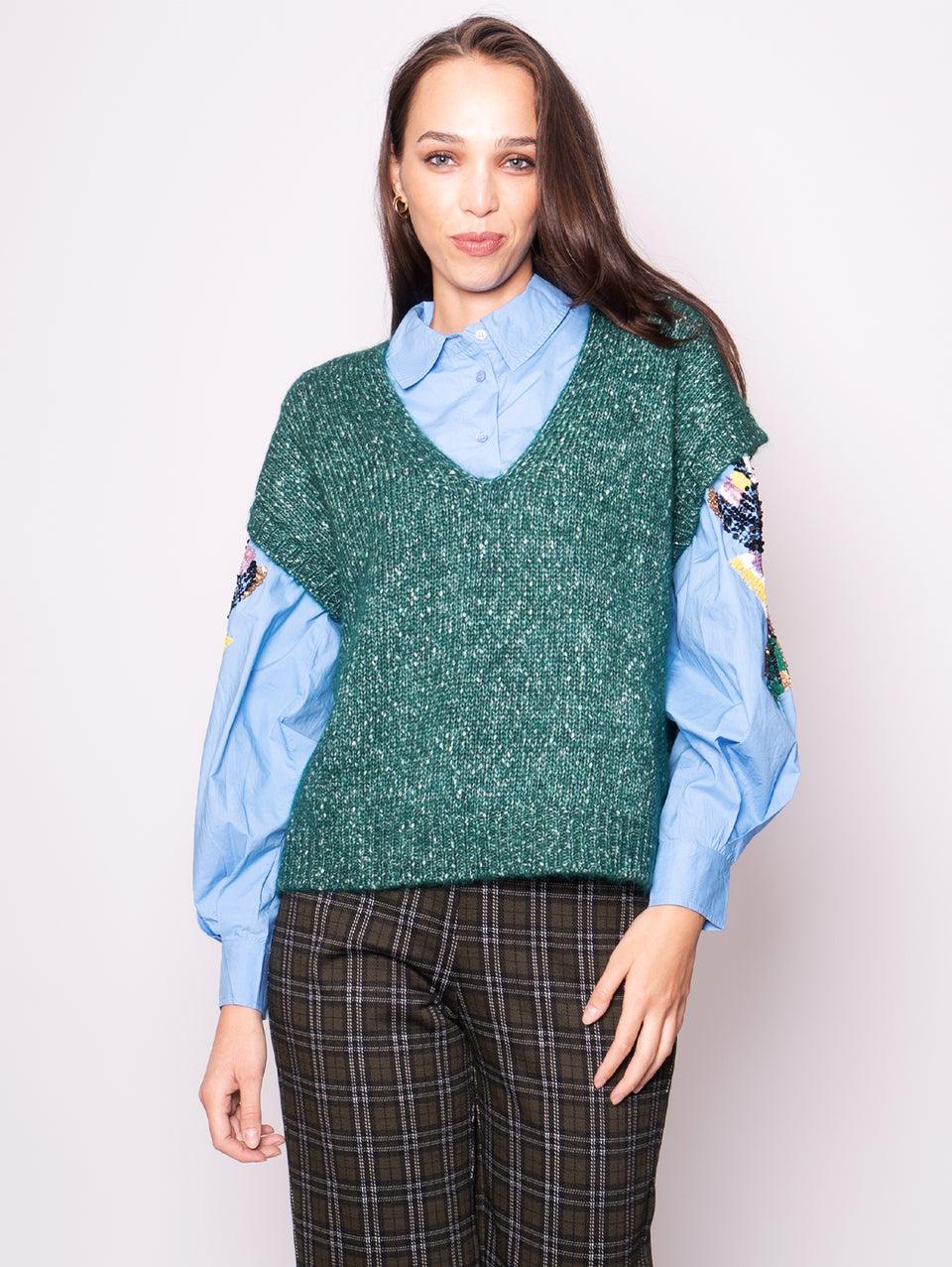 ESSENTIEL ANTWERP Gilet in Maglia Verde Offerta