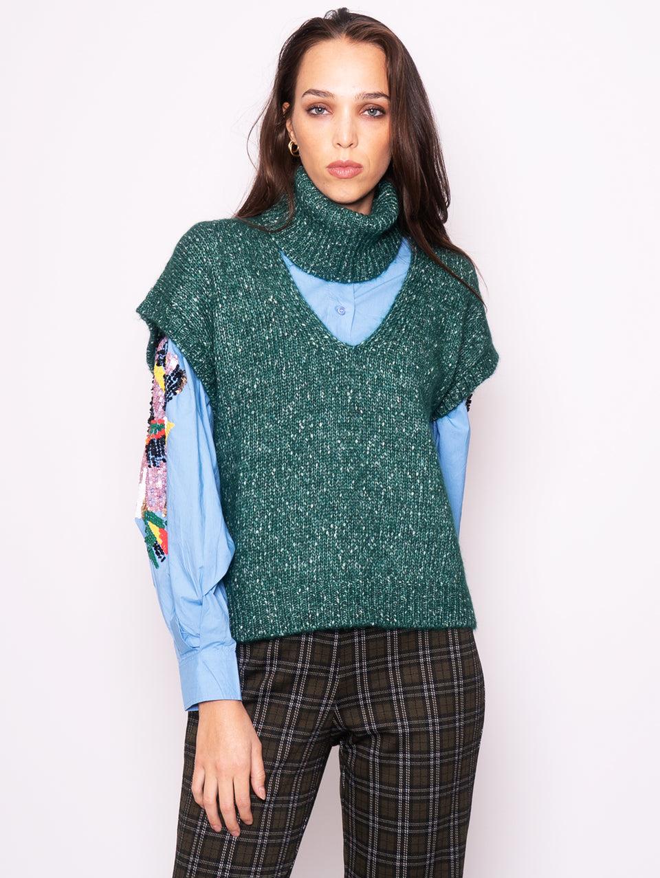 ESSENTIEL ANTWERP Gilet in Maglia Verde Offerta