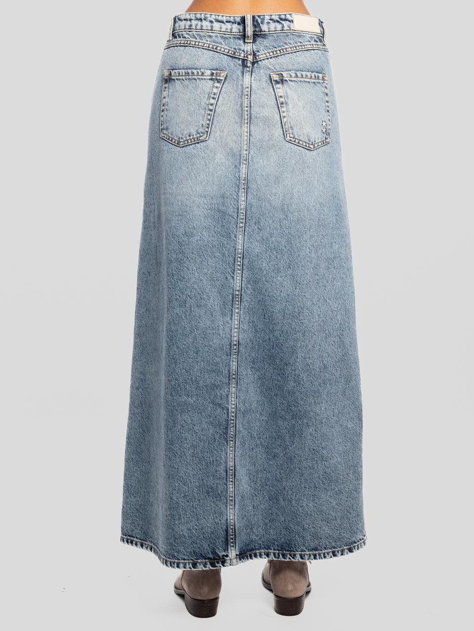 ICON DENIM Gonna Sandy in Denim con Spacco Blu Outlet