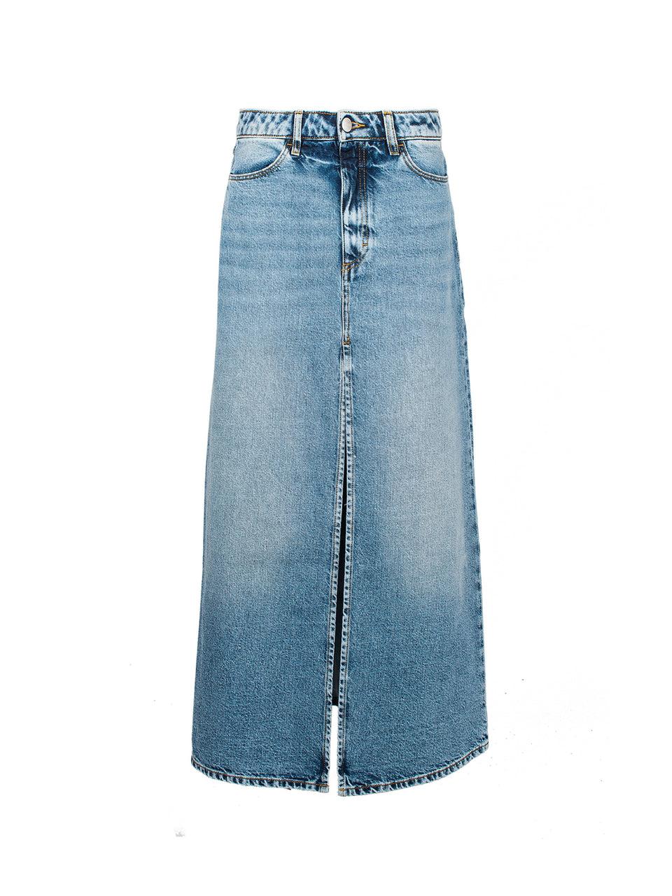 ICON DENIM Gonna Sandy in Denim con Spacco Blu Outlet