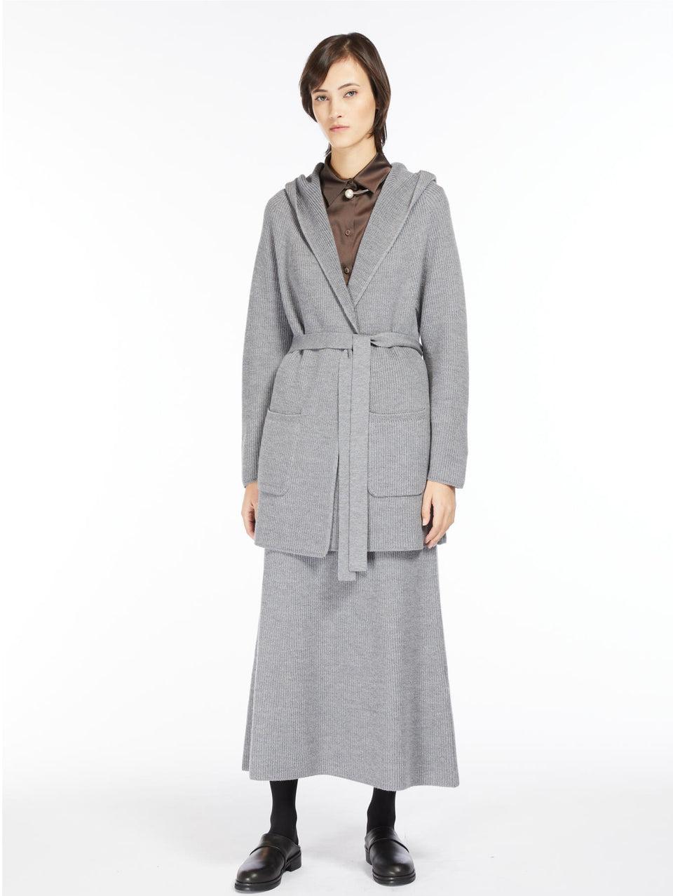 MAX MARA LEISURE Gonna in Lana a Coste Inglesi Grigio Saldi