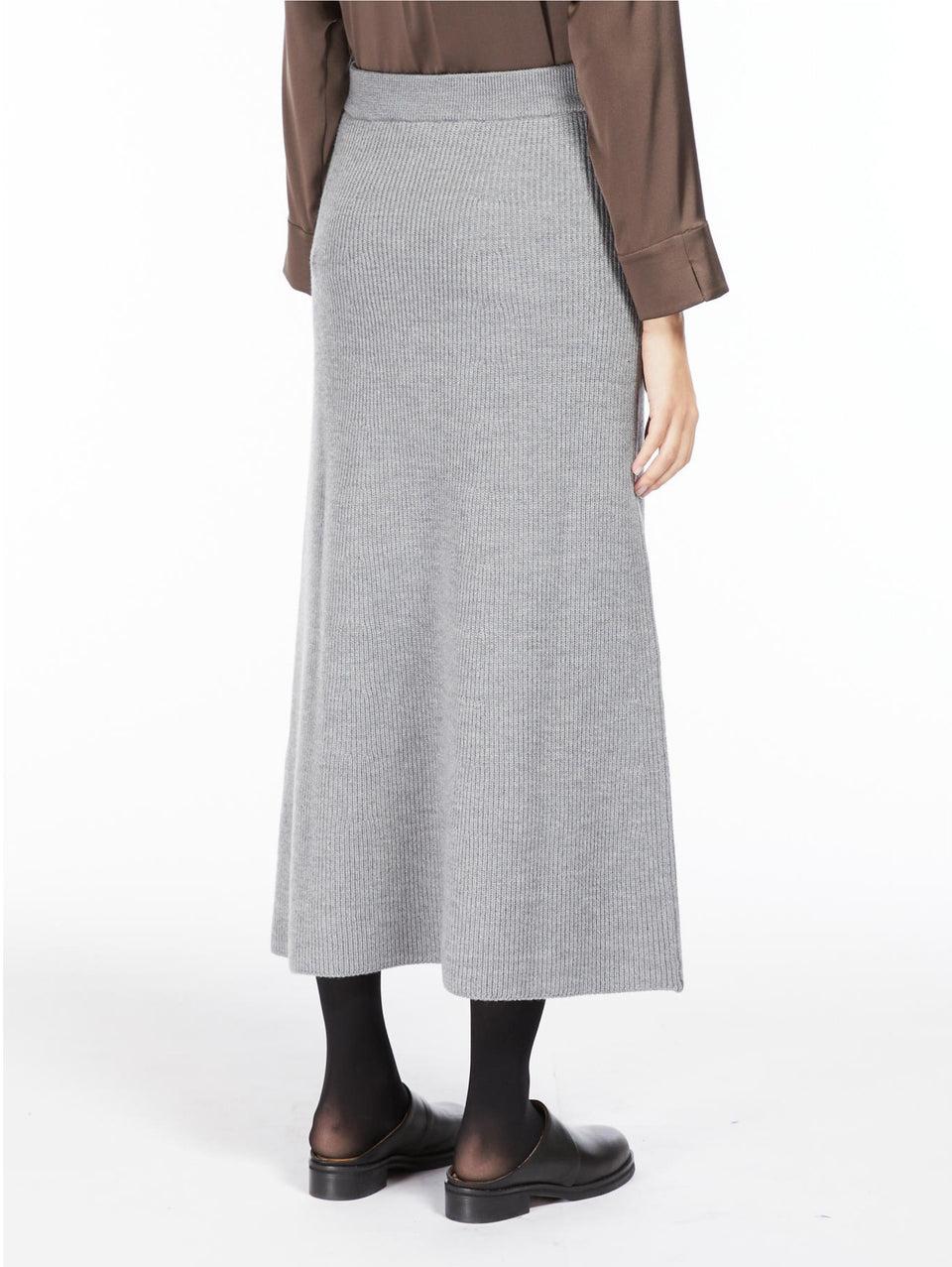 MAX MARA LEISURE Gonna in Lana a Coste Inglesi Grigio Saldi