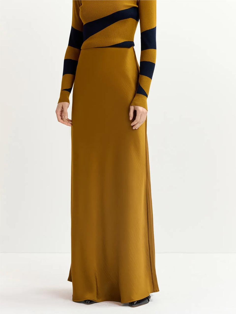 ESSENTIEL ANTWERP Gonna Lunga in Raso Bronzo Offerte