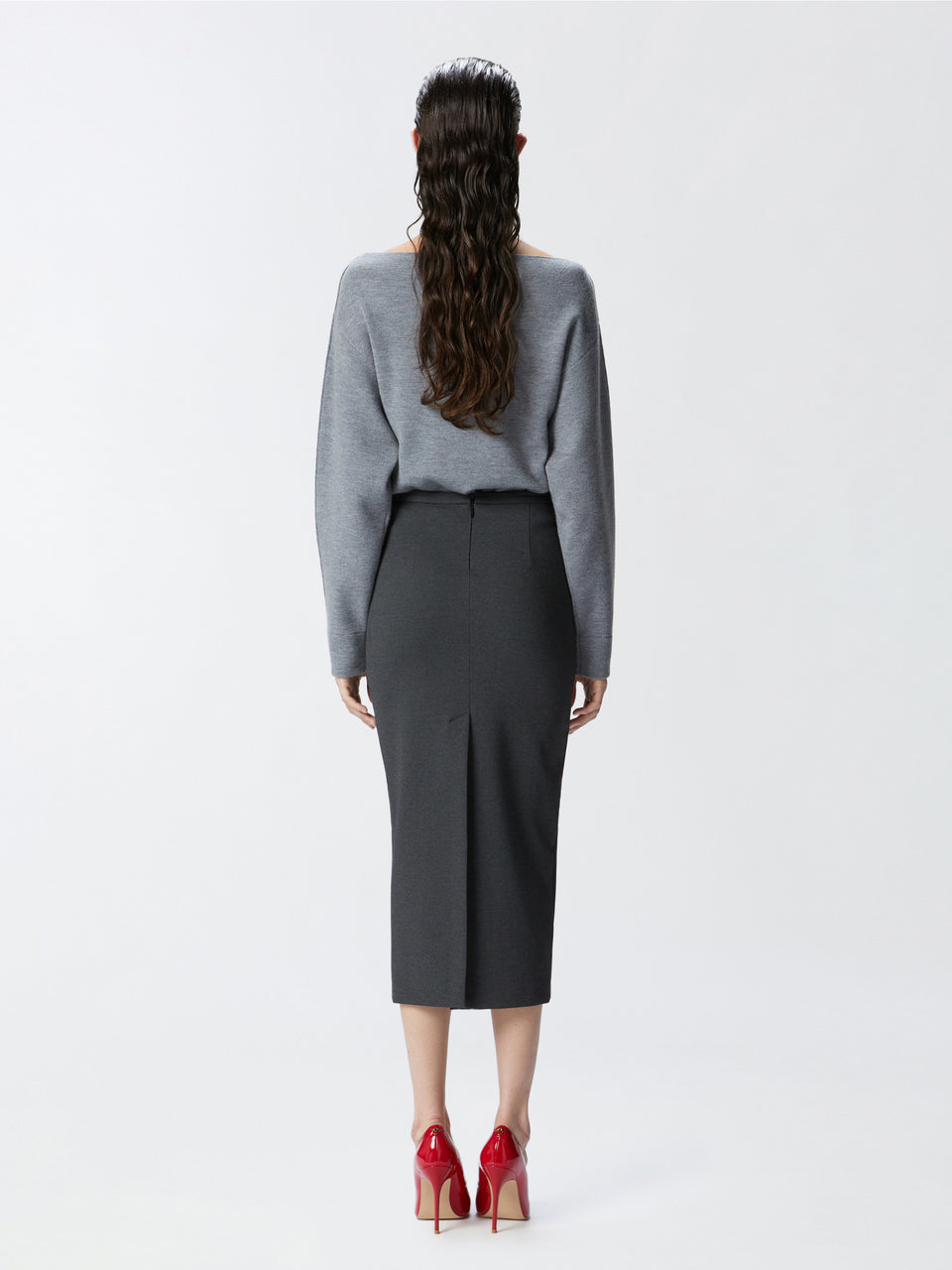 PINKO Gonna Longuette in Punto Stoffa Grigio Hotsell