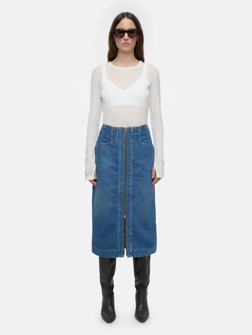 CLOSED Gonna in Denim a Tubino Blu Medio Vendita Calda