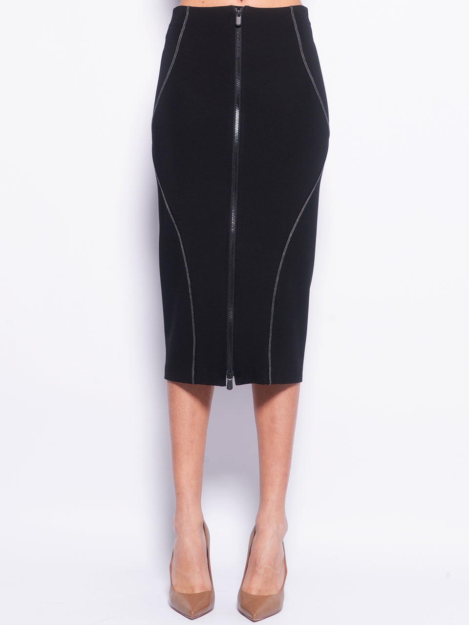 PINKO Gonna Longuette Effetto Scuba Nero Vendite Flash