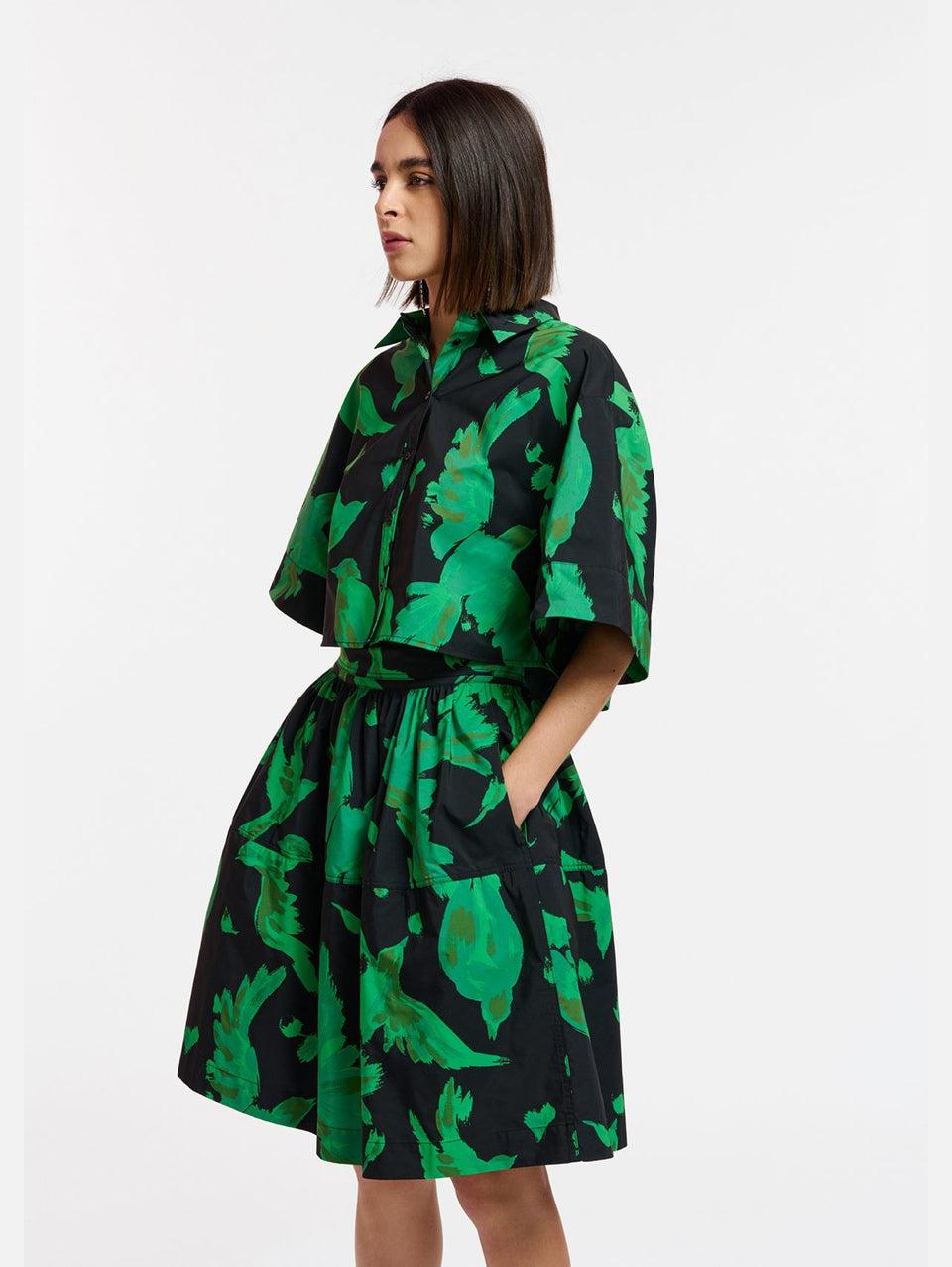 ESSENTIEL ANTWERP Gonna Corta a Balze Nero/Verde Negozio online di fabbrica