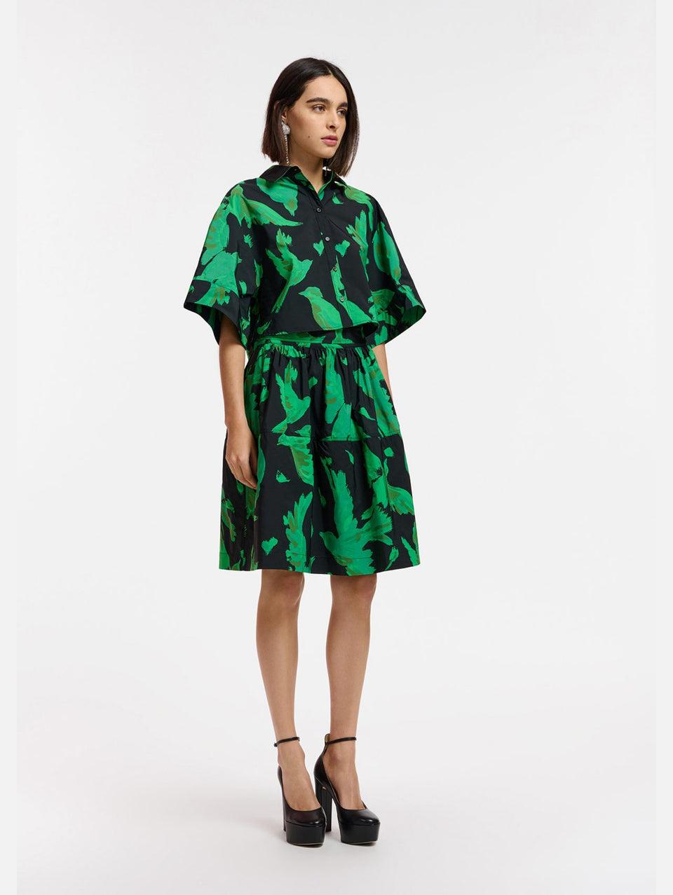 ESSENTIEL ANTWERP Gonna Corta a Balze Nero/Verde Negozio online di fabbrica