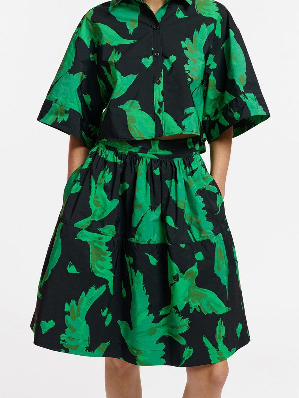 ESSENTIEL ANTWERP Gonna Corta a Balze Nero/Verde Negozio online di fabbrica