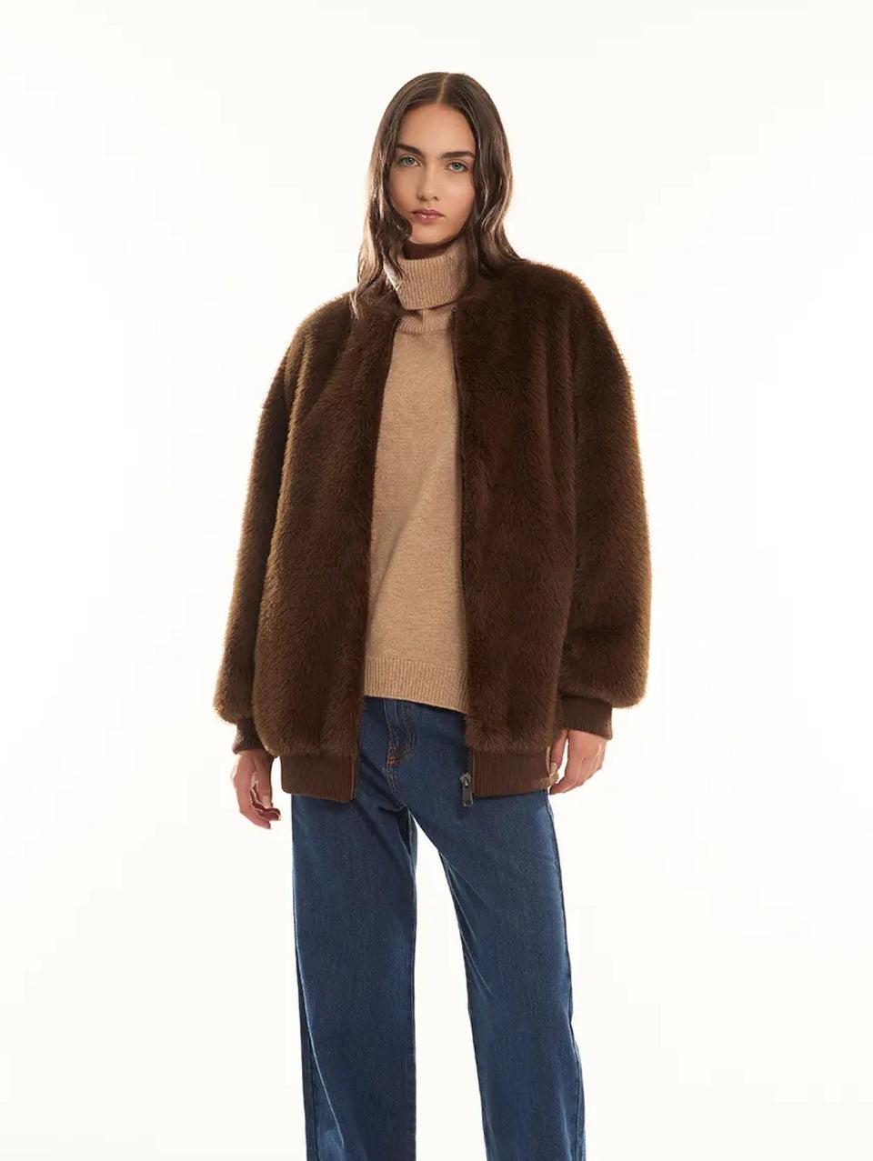P.A.R.O.S.H. Bomber in Ecopelliccia Marrone Grande vendita