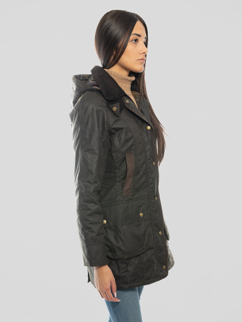 BARBOUR Giacca Bower Wax in Cotone Cerato Oliva Vendite stagionali