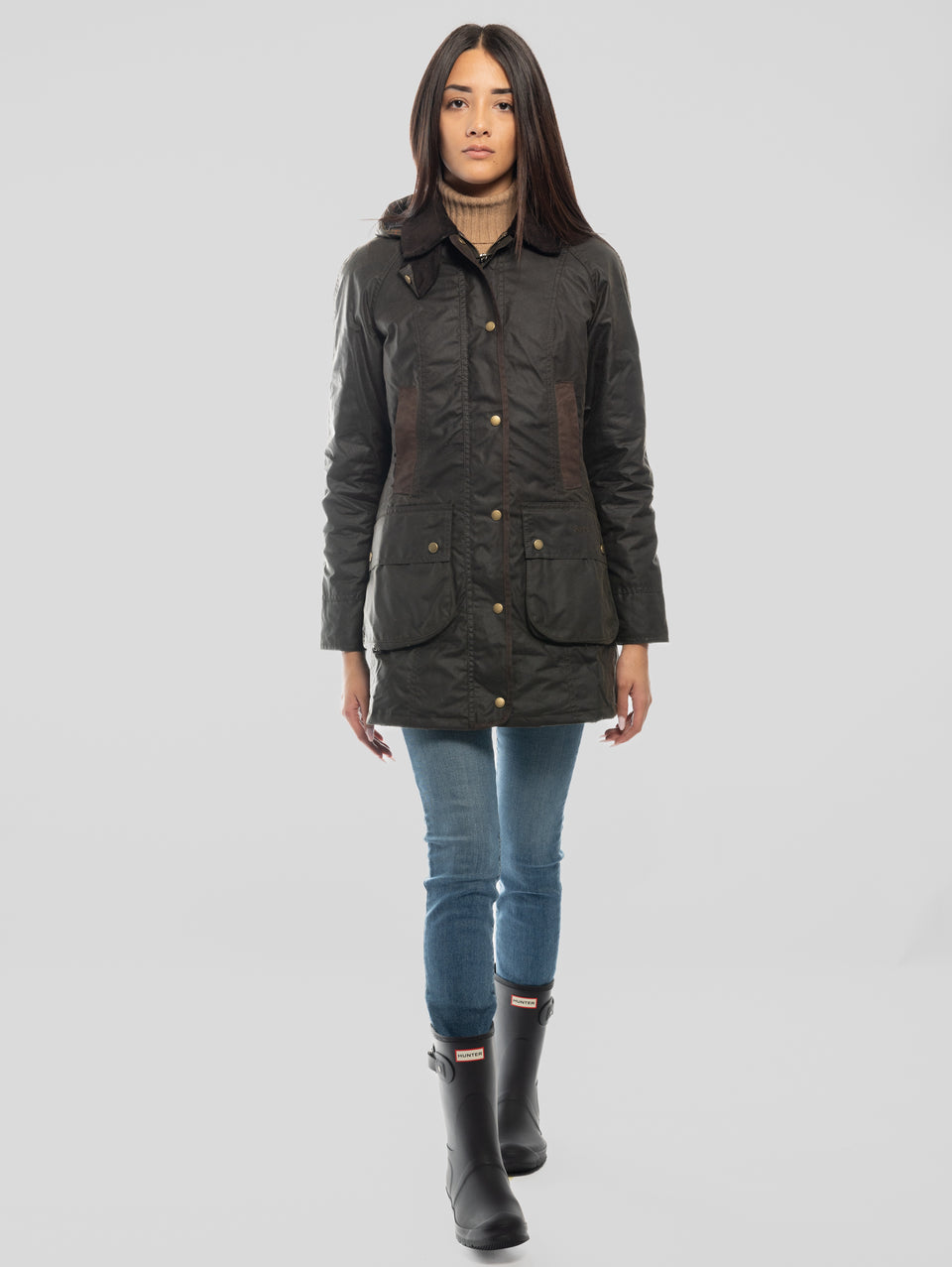 BARBOUR Giacca Bower Wax in Cotone Cerato Oliva Vendite stagionali