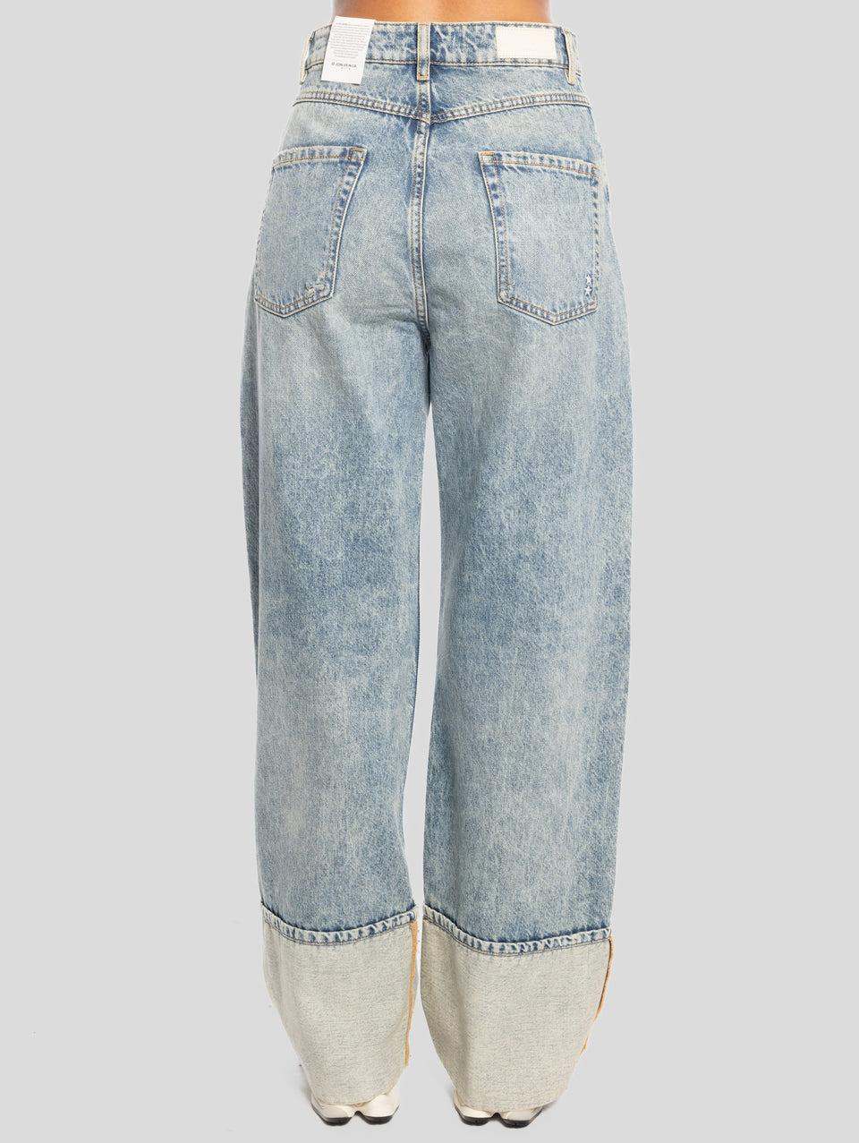 ICON DENIM Jeans Kiki Wide Leg con Maxi Risvolto Blu Latest fashion