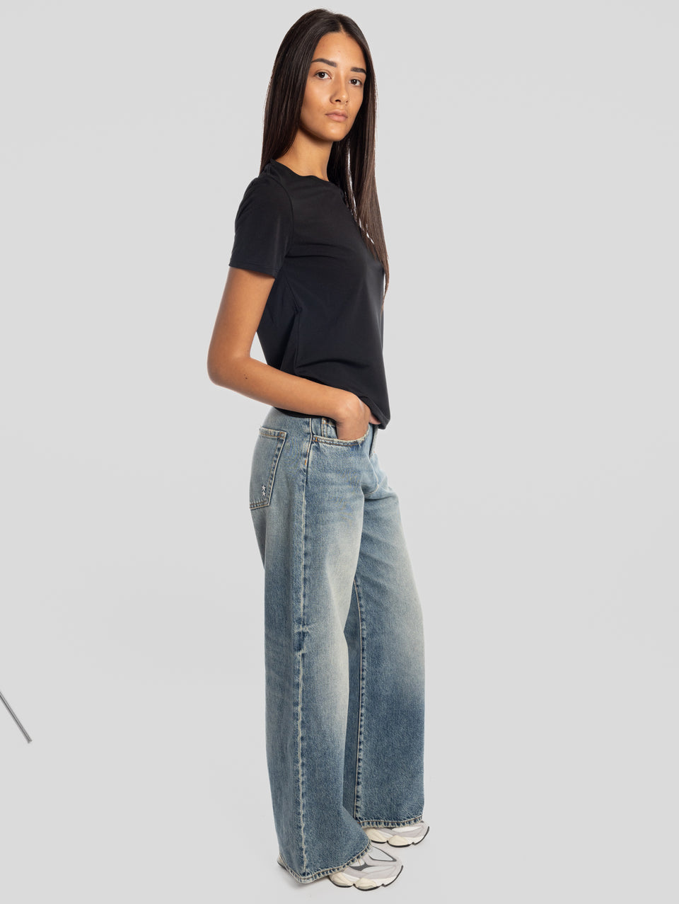 ICON DENIM Jeans Debby Wide Leg Lavaggio Medio Blu Online Outlet