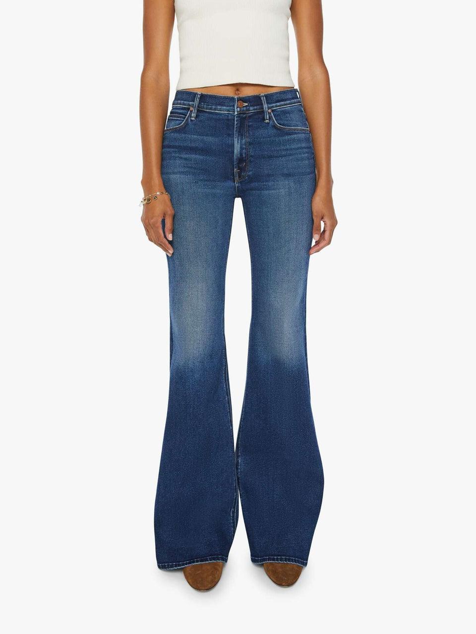 MOTHER Jeans Vita Alta con Gamba Svasata Blu Bestseller