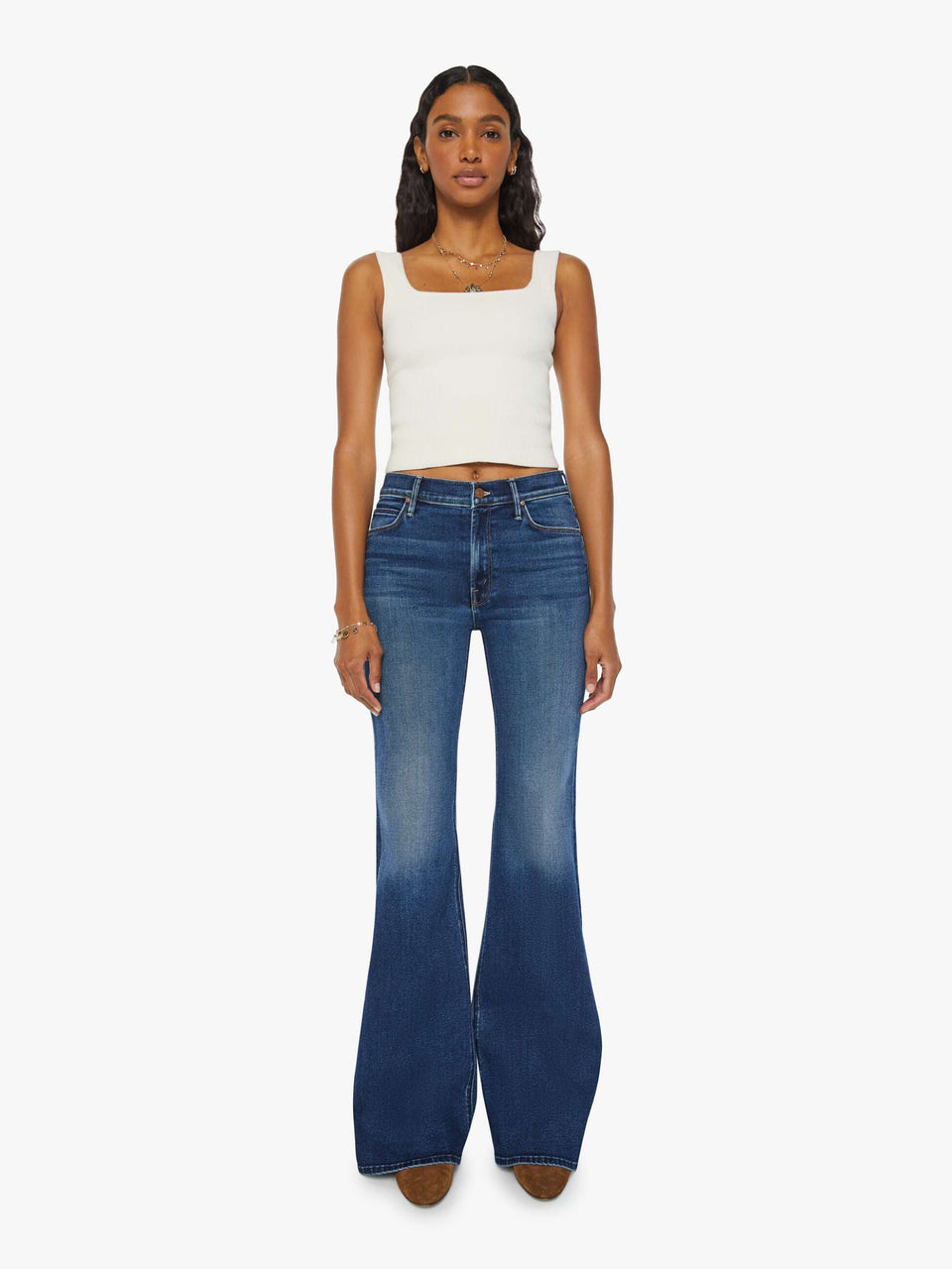 MOTHER Jeans Vita Alta con Gamba Svasata Blu Bestseller